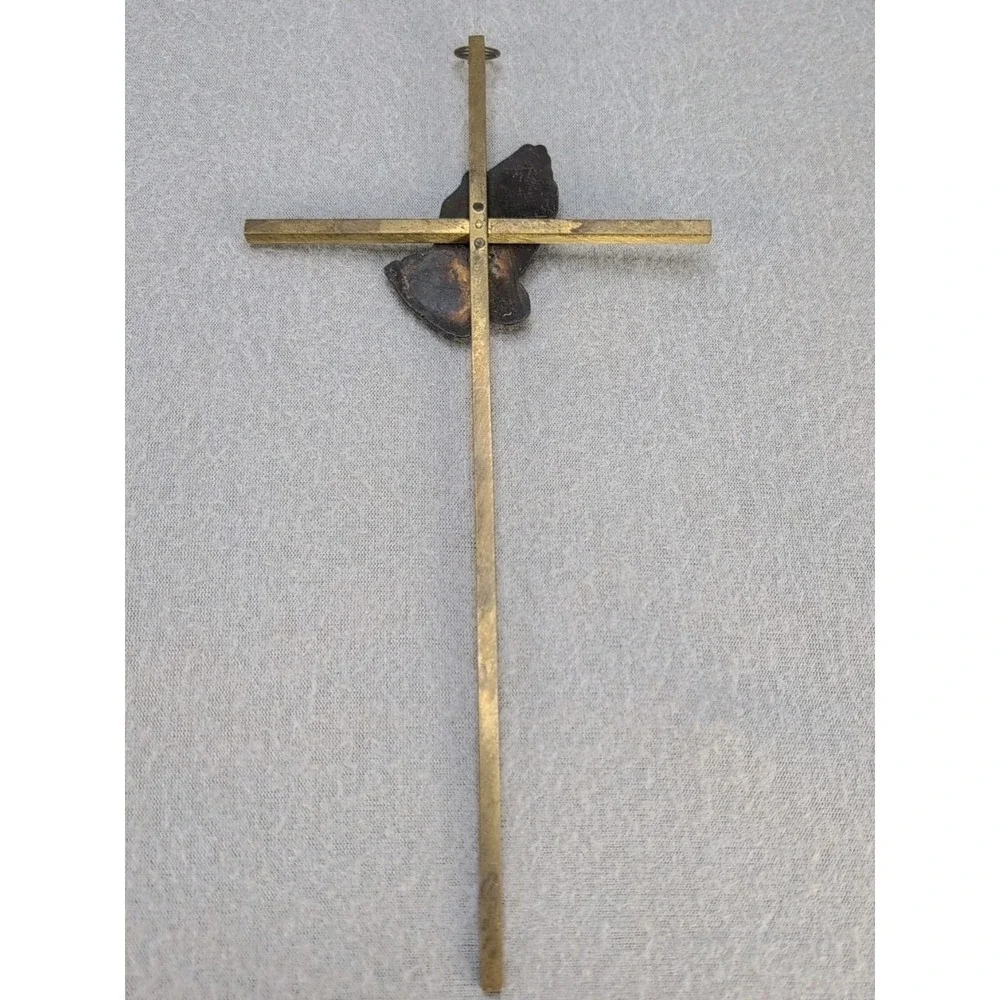 Vtg Gold Tone Metal Wall Cross Praying Hands Religious Christian Hanging Decor
